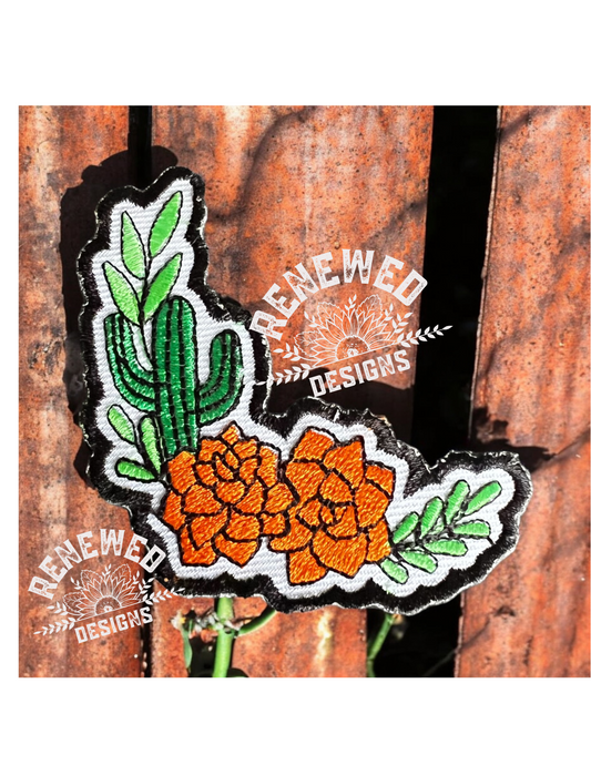Orange Cactus & Flower Patch