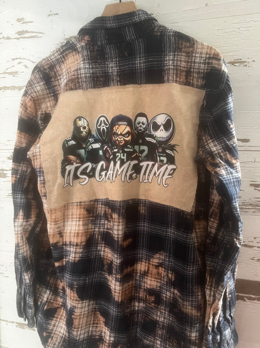 MEDIUM: Seahawks spooky guys flannel