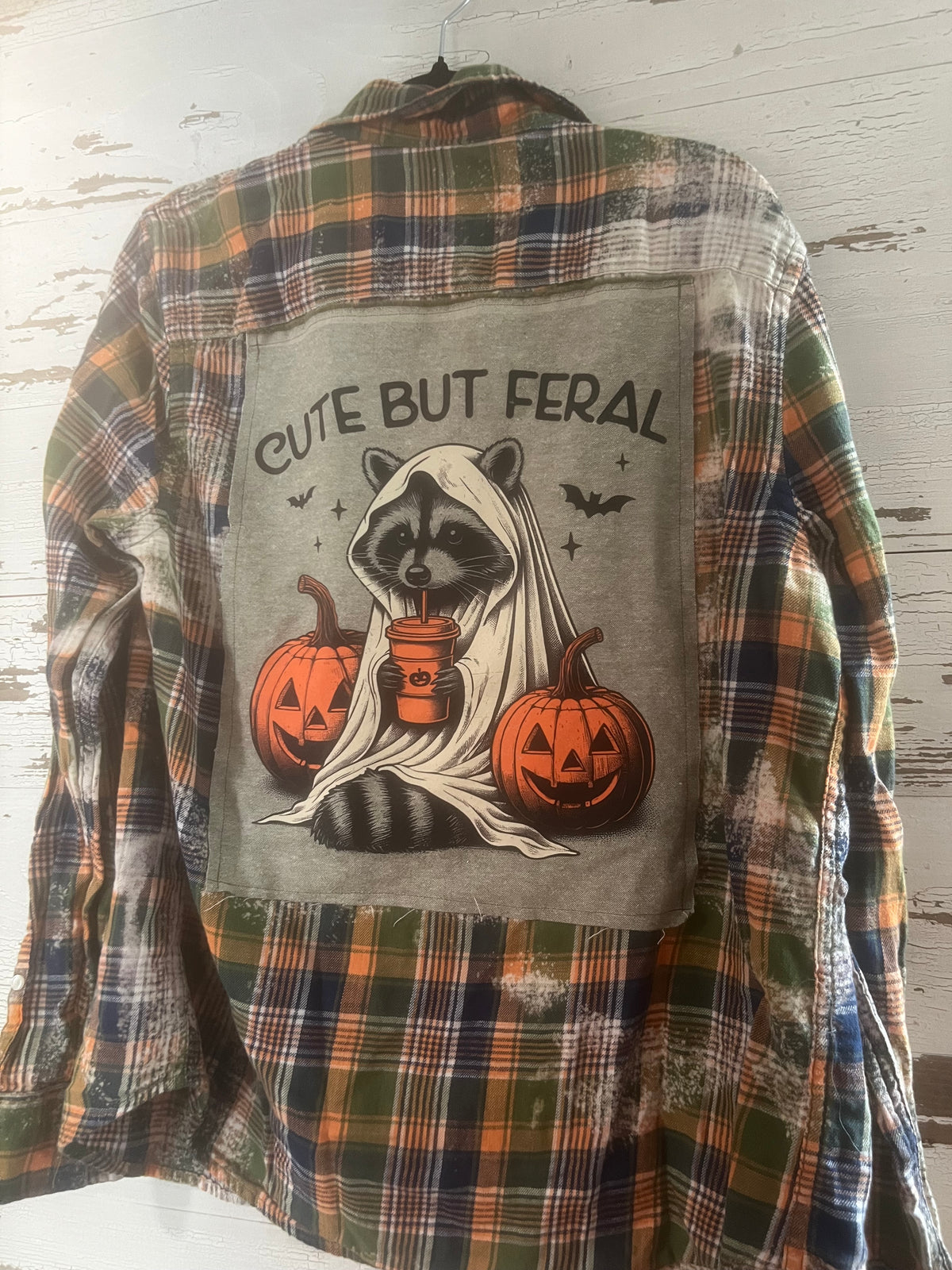 MEDIUM :Feral Raccoon Halloween flannel