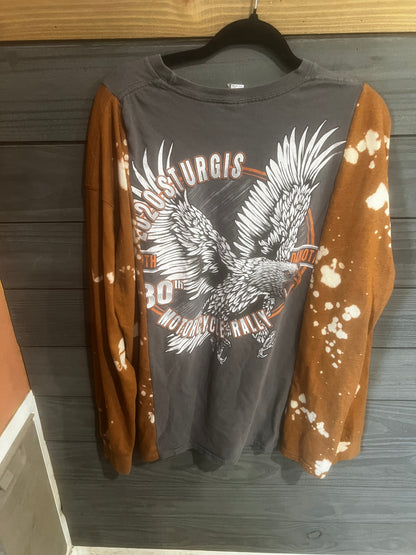 XL: Harley bleached mashup long sleeve tee