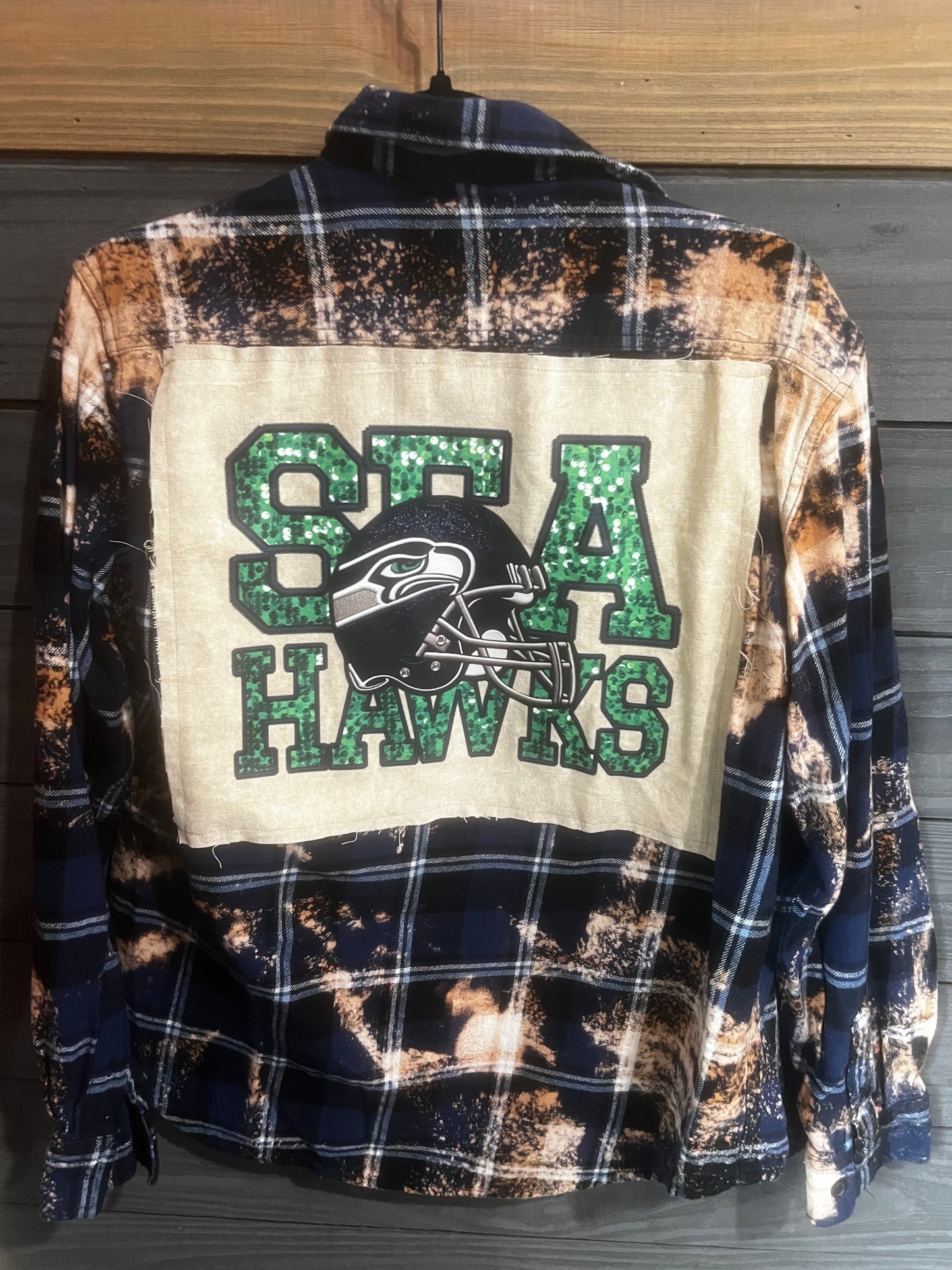 LARGE : Seahawk helmet flannel
