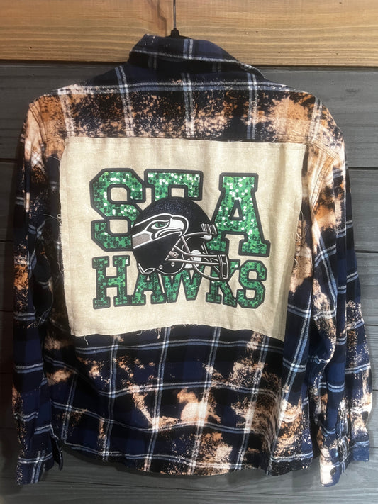 LARGE : Seahawk helmet flannel
