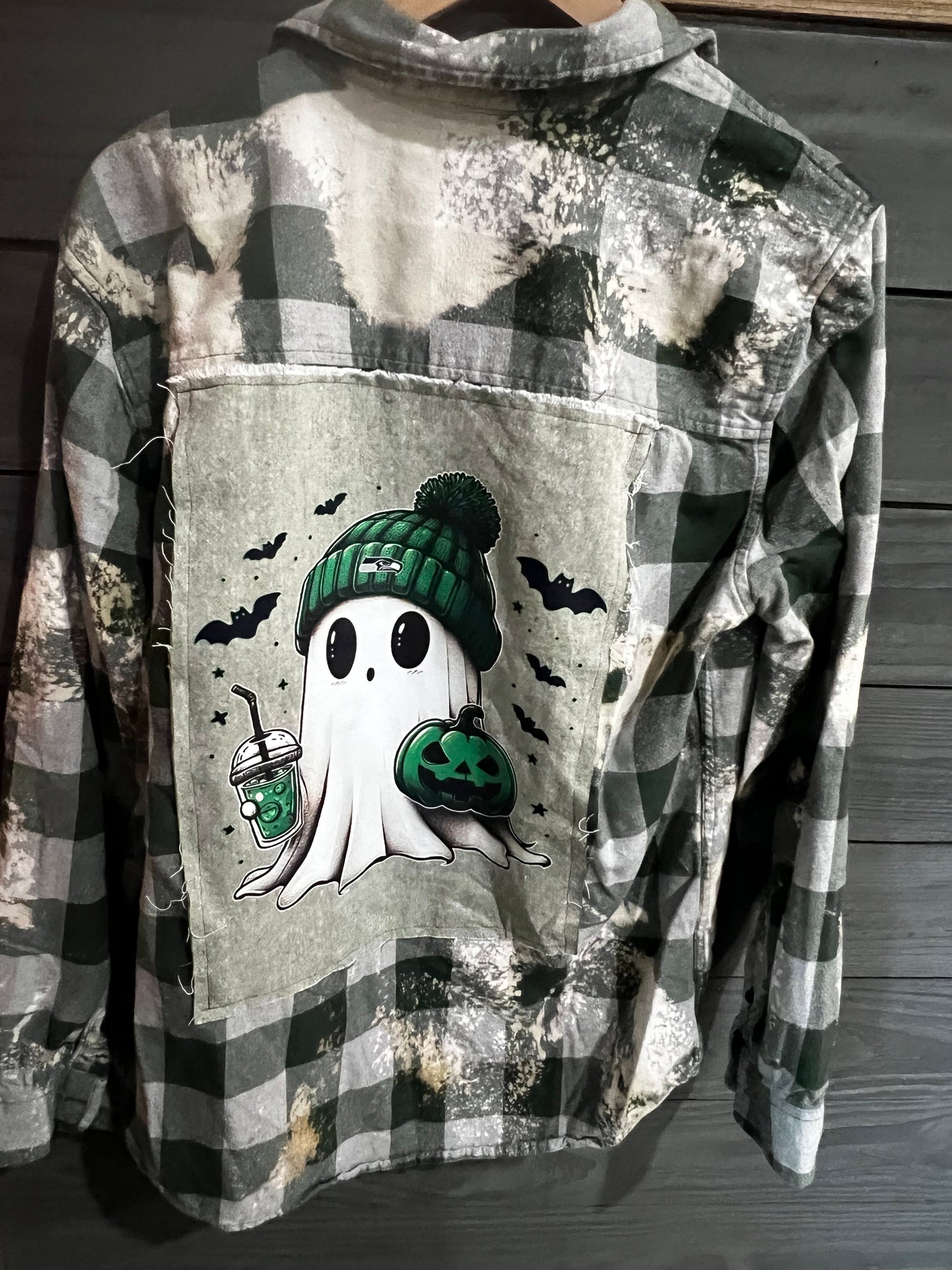 LARGE: Seahawk ghost flannel